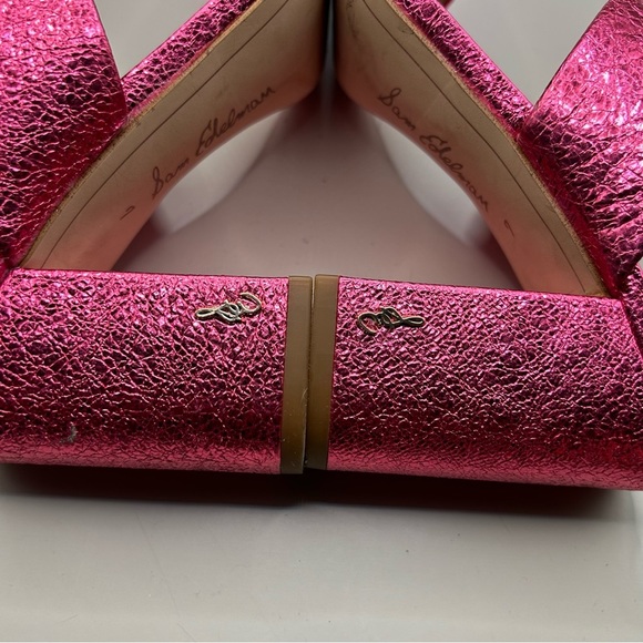 Sam Edelman Delaney Metallic Leather Mules. Size 7 Pom Pink - Picture 9 of 14